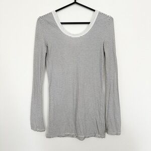 James Perse Shirt Womens 2 Medium White Stripe Long Sleeve Tunic Layer USA Top